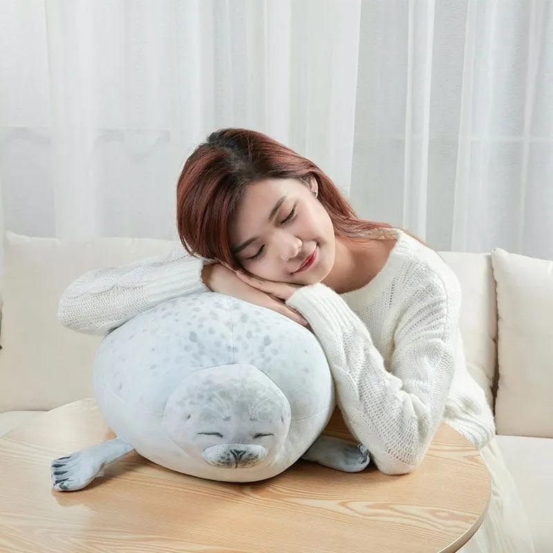 Angry Blob Seal Pillow Chubby 3D Novelty Sea Lion Doll Plush Stuffed Toy Baby Sleeping Throw Pillow Gifts for Kids Girls - CHAMBERLAND HOMES