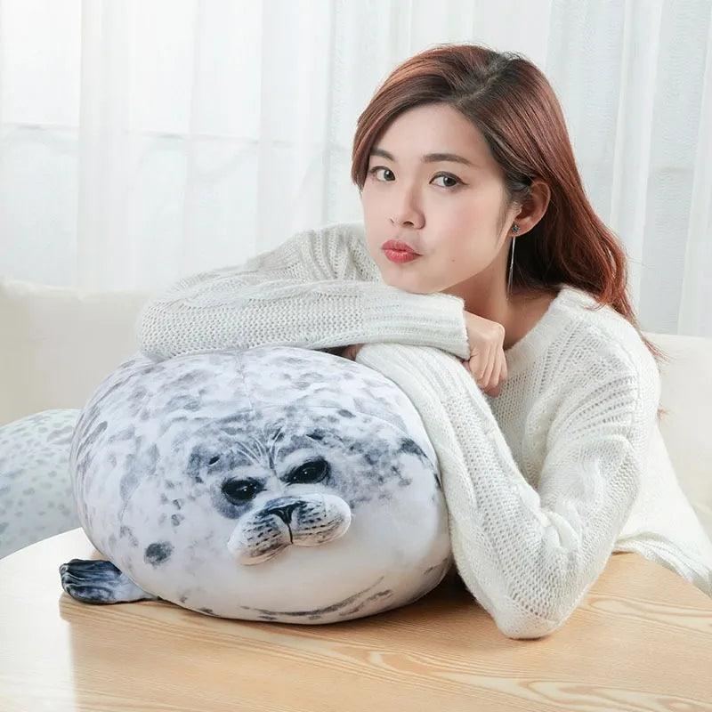 Angry Blob Seal Pillow Chubby 3D Novelty Sea Lion Doll Plush Stuffed Toy Baby Sleeping Throw Pillow Gifts for Kids Girls - CHAMBERLAND HOMES