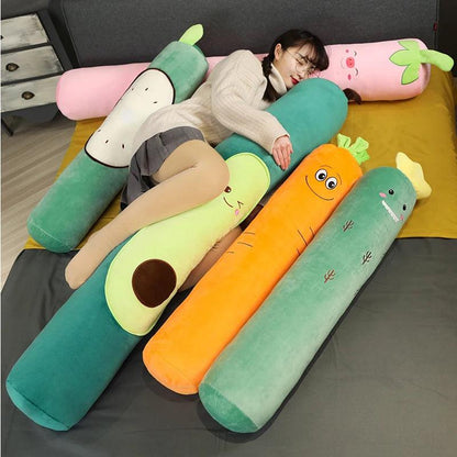 Cartoon Fruit Long Pillow Avocado Carrot Strawberry Sleeping Cushion