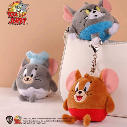 Chibi Tom & Jerry Plush Keychains – Cute Anime Figures & Key Rings