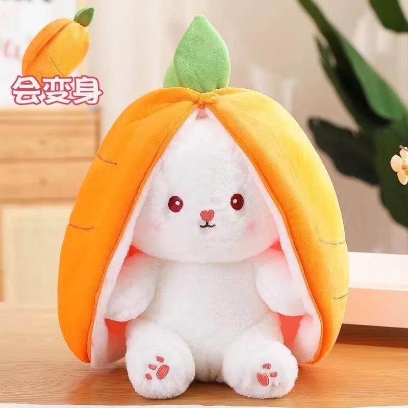 Funny Joy Kawaii Fruit Bunny Plush Toy Cute Carrot Strawberry Turn Into Rabbit Plush Toy Kids Birthday Christmas Gift - CHAMBERLAND HOMES