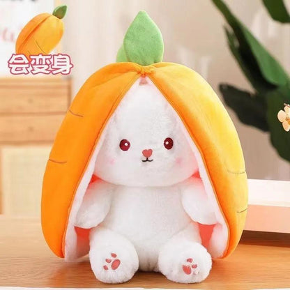 Funny Joy Kawaii Fruit Bunny Plush Toy Cute Carrot Strawberry Turn Into Rabbit Plush Toy Kids Birthday Christmas Gift - CHAMBERLAND HOMES