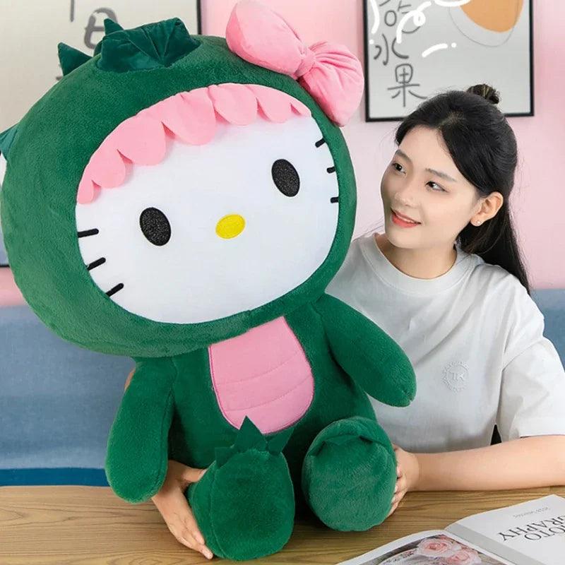 35/50/65cm Sanrio Kawaii Hello Kitty Dinosaur Plush Toy