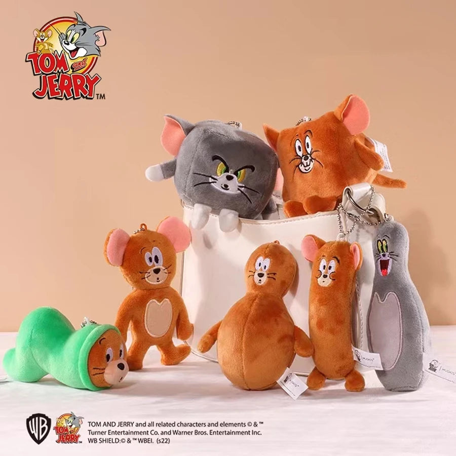 Chibi Tom & Jerry Plush Keychains – Cute Anime Figures & Key Rings