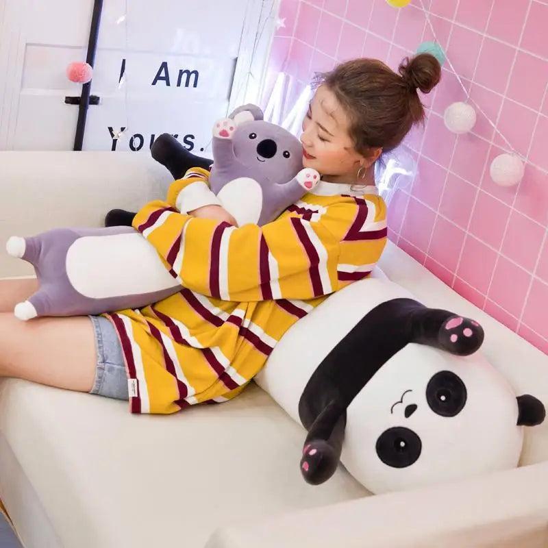 Cute Long Cat Panda Pillow Plush Toys Stuffed Pause Office Nap Pillow Bed Sleep Pillow Home Gift Doll for Kids Girl - CHAMBERLAND HOMES