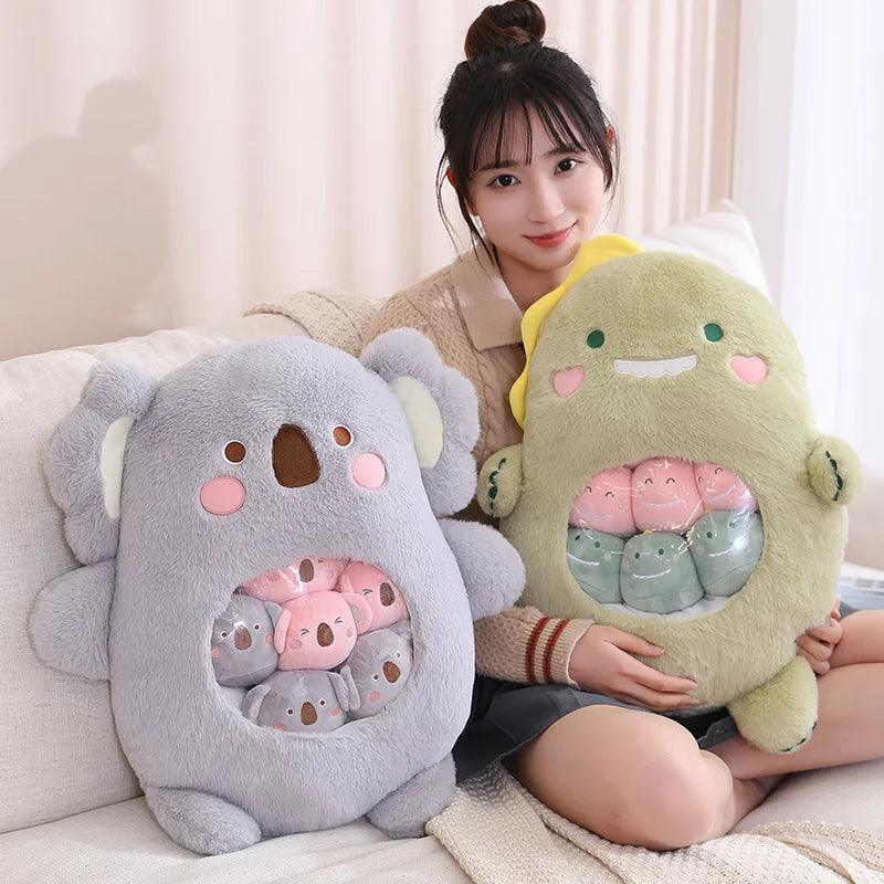 6Pcs Small Toys Inside Cute Cartoon Animals Plush Pillow Soft Stuffed Sofa Cushion Homdecor Pillow - CHAMBERLAND HOMES