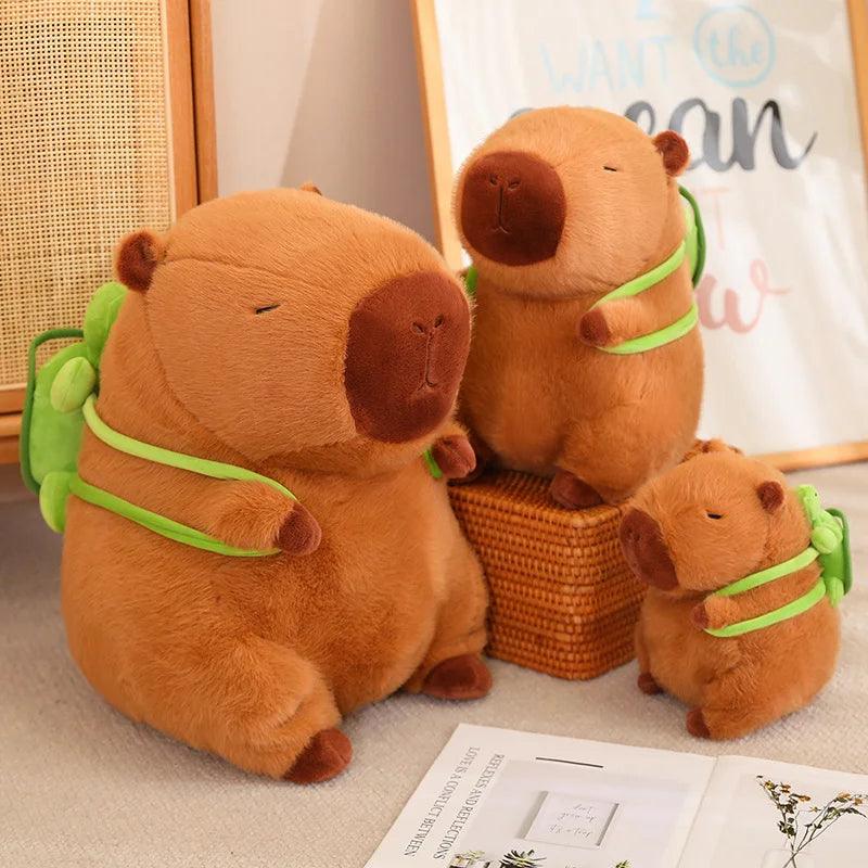 Cute Capybara With Backpack Plush Toys Sitting Lovely Cartoon Animals Stuffed Dolls Holiday Gift Home Decor Sofa Plush Pillows - CHAMBERLAND HOMES