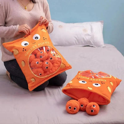 Cute Puff Plush Toy 6 Pieces One Bag of Cheese Puff Balls Pillow Stuffed Snack Puffs Kids Toys Birthday Gift for Boy Girl - CHAMBERLAND HOMES