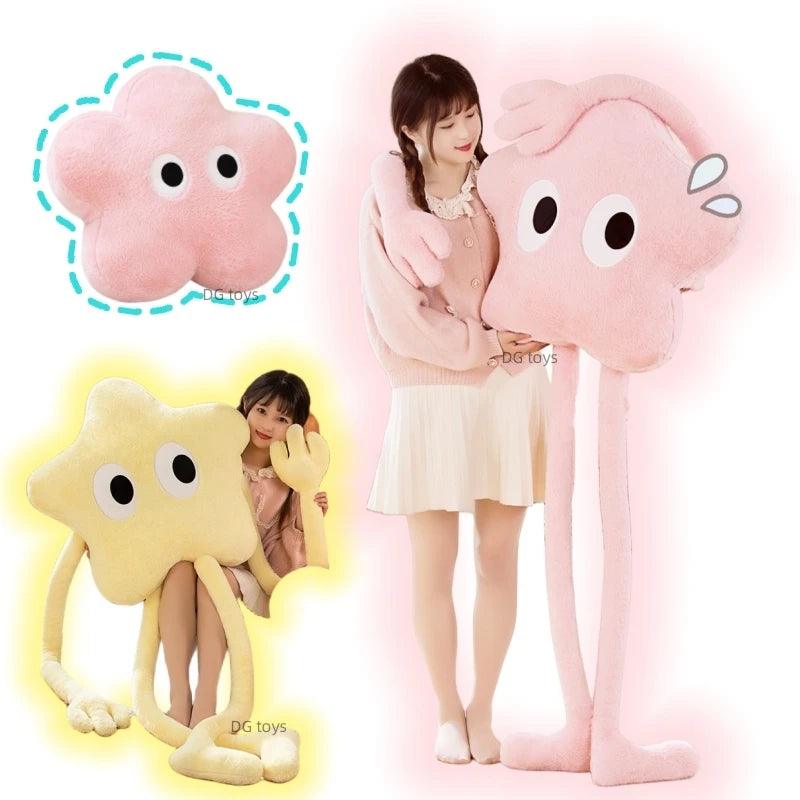 Giant Long Legs Star Plush Toy - Sakura Flower Shape Cushion with Big Eyes