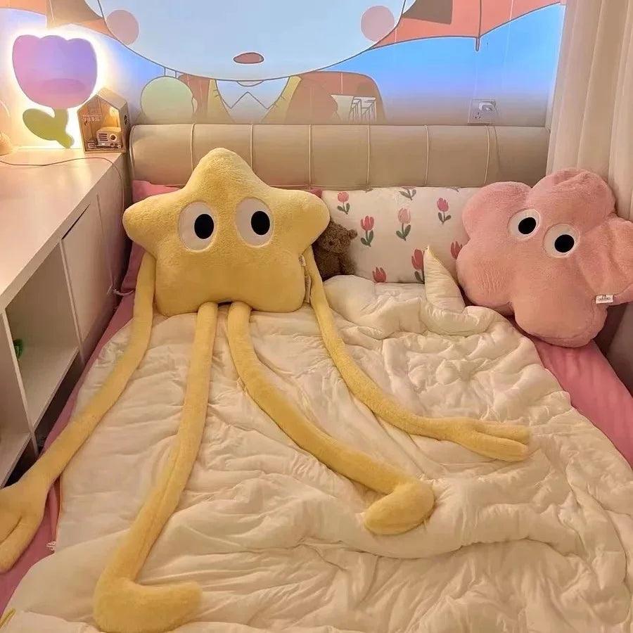 Giant Long Legs Star Plush Toy - Sakura Flower Shape Cushion with Big Eyes