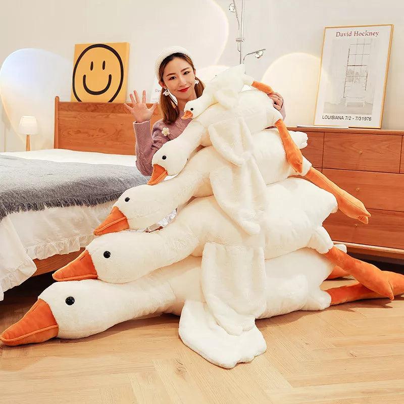 50-190cm Cute Big White Goose Plush Toy Kawaii Huge Duck Sleep Pillow Cushion Soft Stuffed Animal Doll Birthday Gift for Girl - CHAMBERLAND HOMES