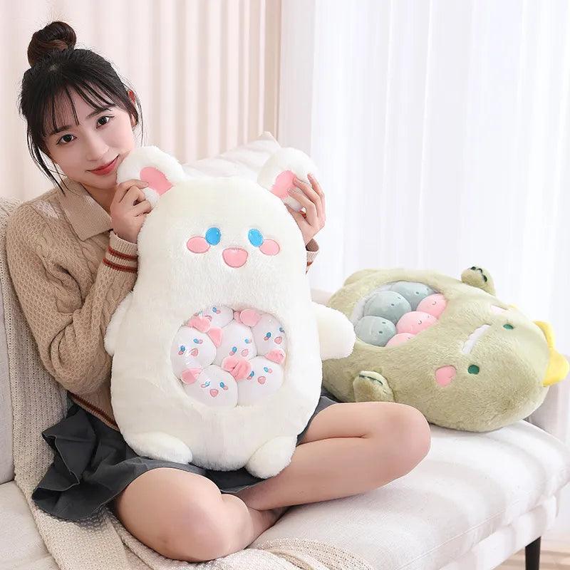 6Pcs Small Toys Inside Cute Cartoon Animals Plush Pillow Soft Stuffed Sofa Cushion Homdecor Pillow - CHAMBERLAND HOMES