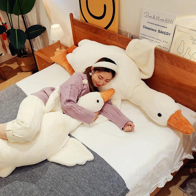 50-190cm Cute Big White Goose Plush Toy Kawaii Huge Duck Sleep Pillow Cushion Soft Stuffed Animal Doll Birthday Gift for Girl - CHAMBERLAND HOMES