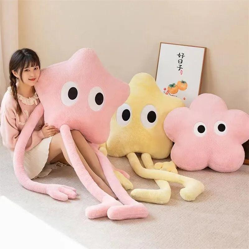 Funny Giant Long Legs Pentagon Stars Strip Throw Pillow Kawaii Pink Cherry Blossom Plush Toy Headrest Cushion Photo Ornaments - CHAMBERLAND HOMES