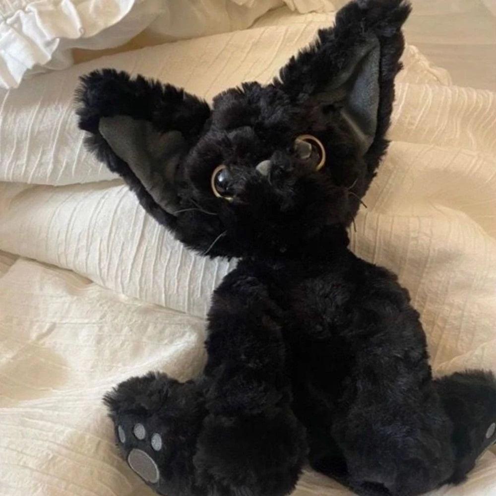 Cute Plaime Cat Plush Toy Curly KUKI Black Cat Plushie Doll