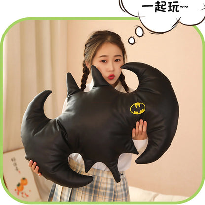 DC Batman Logo Pillow – Superhero Faux Leather Plush Toy & Sofa Cushion