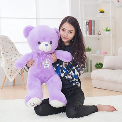 Cute Purple Bear Plush Toys – 35/80cm Stuffed Animal for Kids & Graduation Gifts