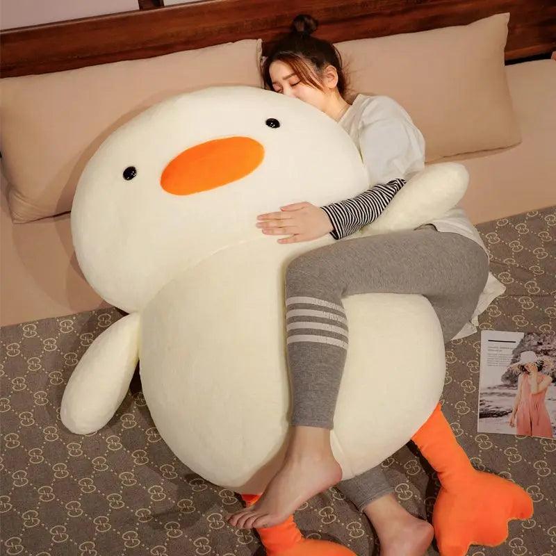 100cm New Fat Cute White Duck Plush Toy Soft Stuffed Cartoon Animal Goose Doll Hug Pillow Sofa Cushion Best Gift for Girls - CHAMBERLAND HOMES