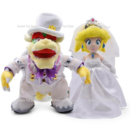 2 Style Super Mario Bros Plush Toys Wedding Dress Bowser Princess Peach