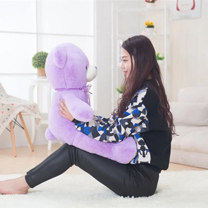 Cute Purple Bear Plush Toys – 35/80cm Stuffed Animal for Kids & Graduation Gifts