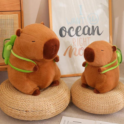 Cute Capybara With Backpack Plush Toys Sitting Lovely Cartoon Animals Stuffed Dolls Holiday Gift Home Decor Sofa Plush Pillows - CHAMBERLAND HOMES