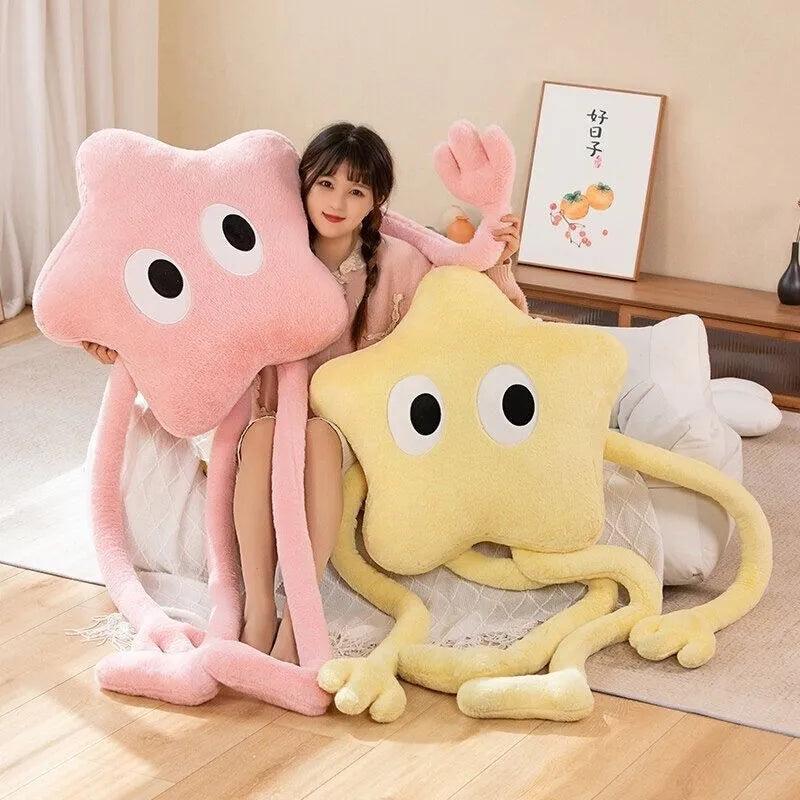 Funny Giant Long Legs Pentagon Stars Strip Throw Pillow Kawaii Pink Cherry Blossom Plush Toy Headrest Cushion Photo Ornaments - CHAMBERLAND HOMES