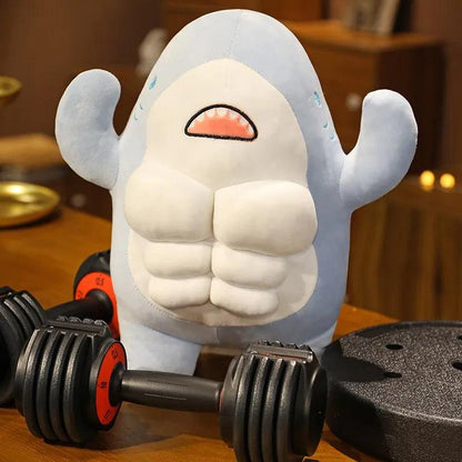 40CM Muscle Shark Plush Doll Cute Worked Out Shark Stuffed Cartoon Toys Strong Animal Pillow For Girl Boyfriend Gifts - CHAMBERLAND HOMES