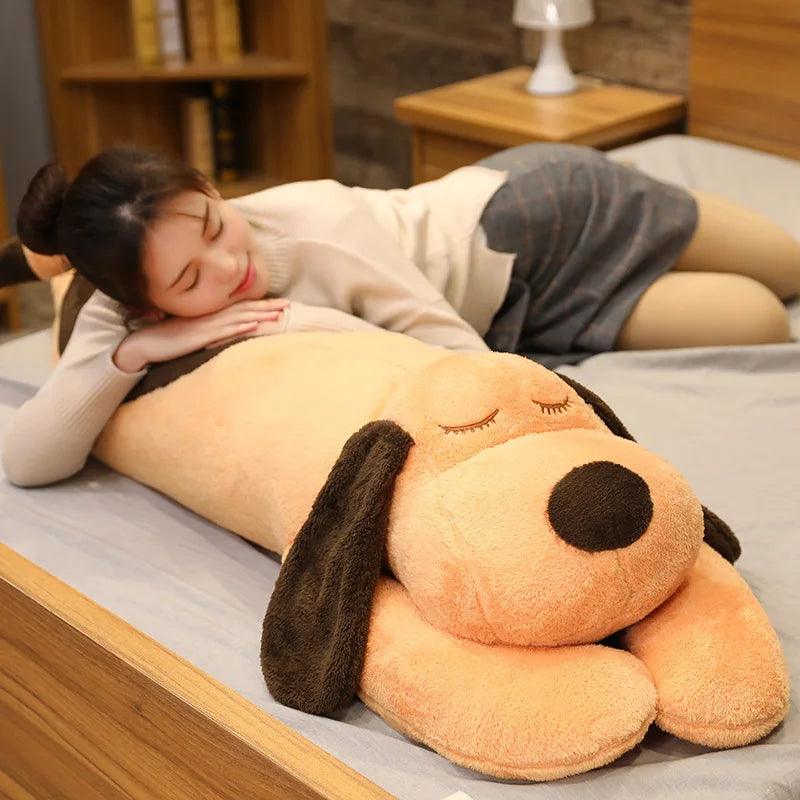 150CM Giant Lovely Soft Down Cotton Dog Plush Pillow Doll Stuffed Pet Doll Baby Long Sleep Pillow Accompany Gift for Girlfriend - CHAMBERLAND HOMES