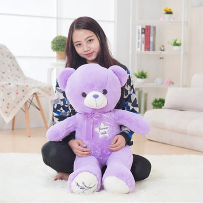 Cute Purple Bear Plush Toys – 35/80cm Stuffed Animal for Kids & Graduation Gifts