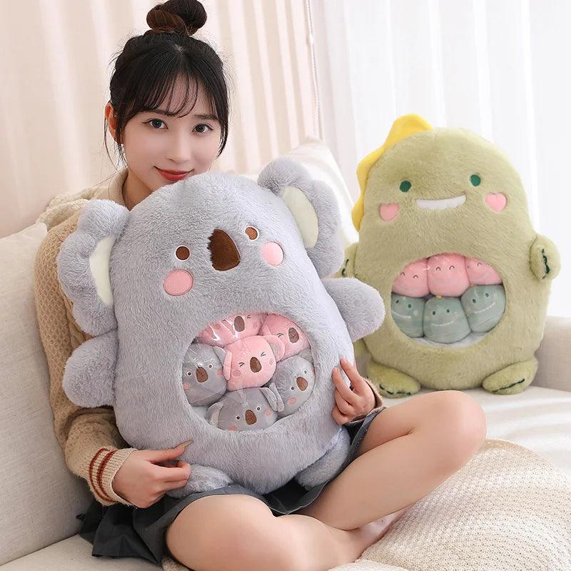 6Pcs Small Toys Inside Cute Cartoon Animals Plush Pillow Soft Stuffed Sofa Cushion Homdecor Pillow - CHAMBERLAND HOMES