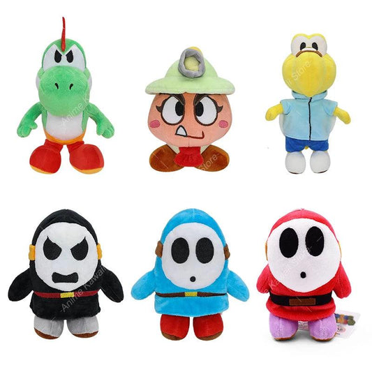 Super Mario Plushie Dolls – Shy Guy (Black & Blue), Yoshi, Koops, & Goombella