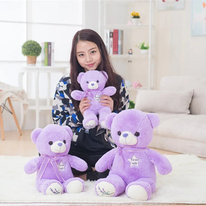 Cute Purple Bear Plush Toys – 35/80cm Stuffed Animal for Kids & Graduation Gifts