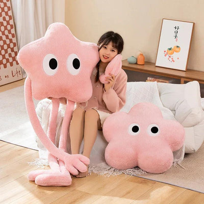 Giant Long Legs Star Plush Toy - Sakura Flower Shape Cushion with Big Eyes