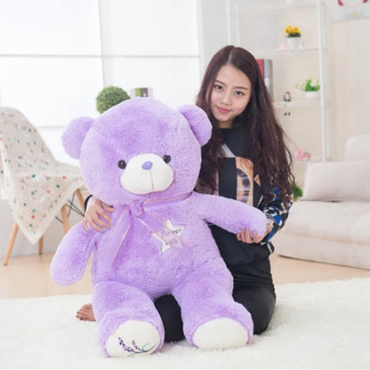 Cute Purple Bear Plush Toys – 35/80cm Stuffed Animal for Kids & Graduation Gifts