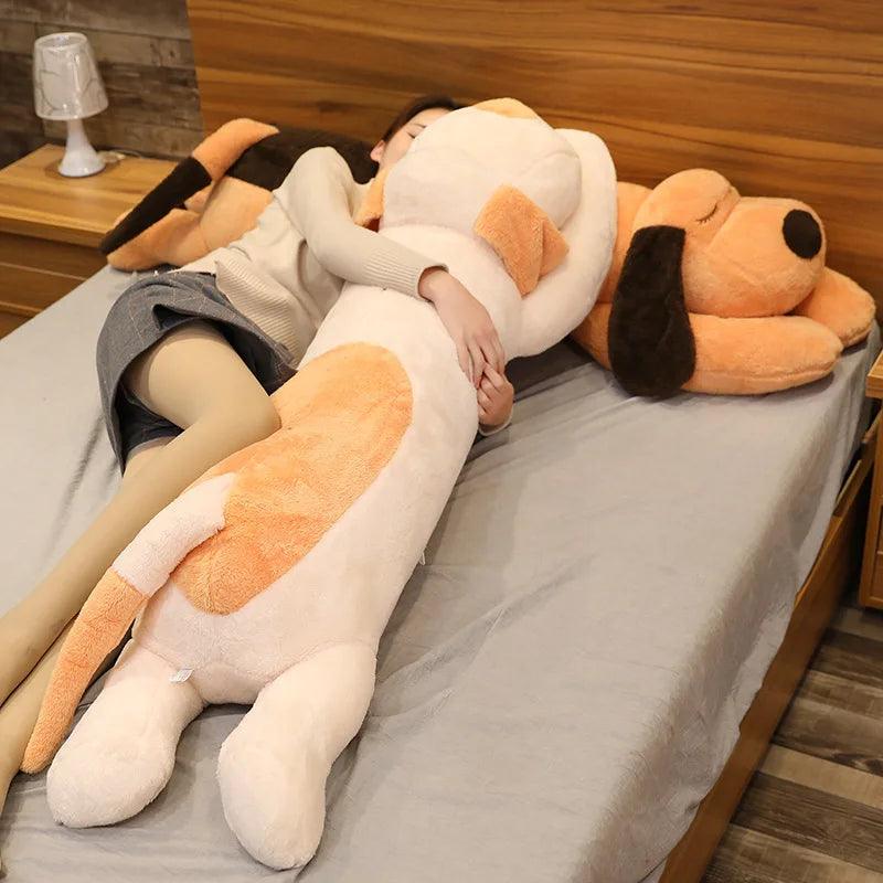 150CM Giant Lovely Soft Down Cotton Dog Plush Pillow Doll Stuffed Pet Doll Baby Long Sleep Pillow Accompany Gift for Girlfriend - CHAMBERLAND HOMES