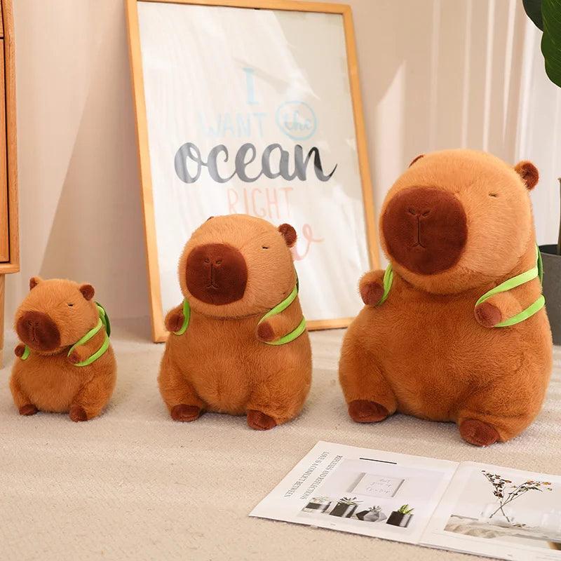 Cute Capybara With Backpack Plush Toys Sitting Lovely Cartoon Animals Stuffed Dolls Holiday Gift Home Decor Sofa Plush Pillows - CHAMBERLAND HOMES