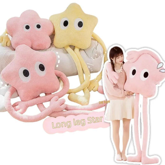 Giant Long Legs Star Plush Toy - Sakura Flower Shape Cushion with Big Eyes