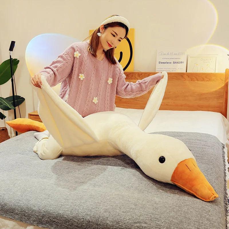 50-190cm Cute Big White Goose Plush Toy Kawaii Huge Duck Sleep Pillow Cushion Soft Stuffed Animal Doll Birthday Gift for Girl - CHAMBERLAND HOMES