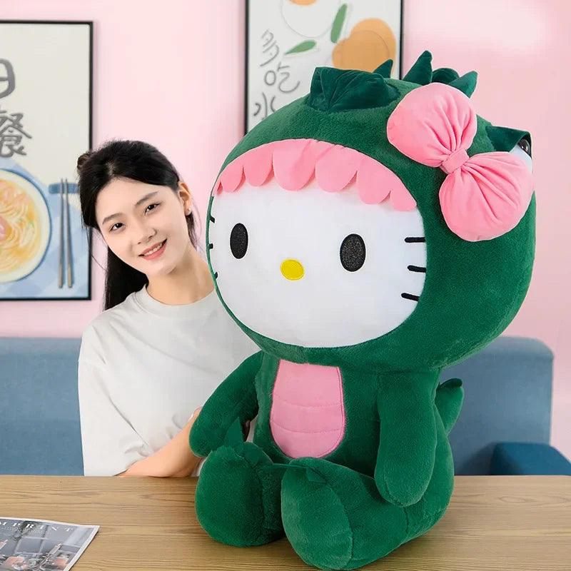 35/50/65cm Sanrio Kawaii Hello Kitty Dinosaur Plush Toy