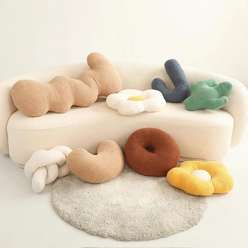 NIKO - Nordic Style Flower Knot Plush Seat Cushions Pillow Toy Soft Cartoon Round Ball Stuffed Doll Sofa Kids Cushion Birthday Gifts - CHAMBERLAND HOMES