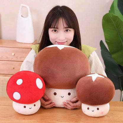 TOAD - 23cm Cute Mushroom Plush Toy Stuffed Soft Lifelike Plant Kawaii Shiitake Mushroom Doll - CHAMBERLAND HOMES